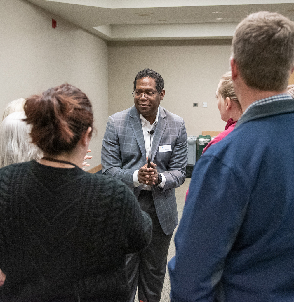 NCEL Training Specialist Keith McGee speaks to a small group.